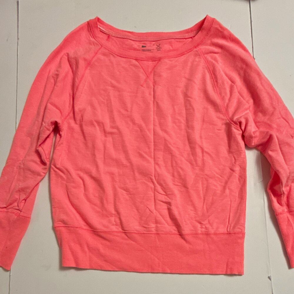 Xersion Women's Pink Crew Neck Raglan Sweatshirt Lightweight Cotton Blend M